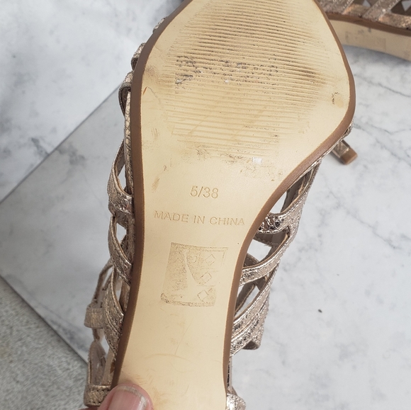 Topshop rose gold metallic strappy sexy caged heels sz 7.5 - Picture 5 of 11